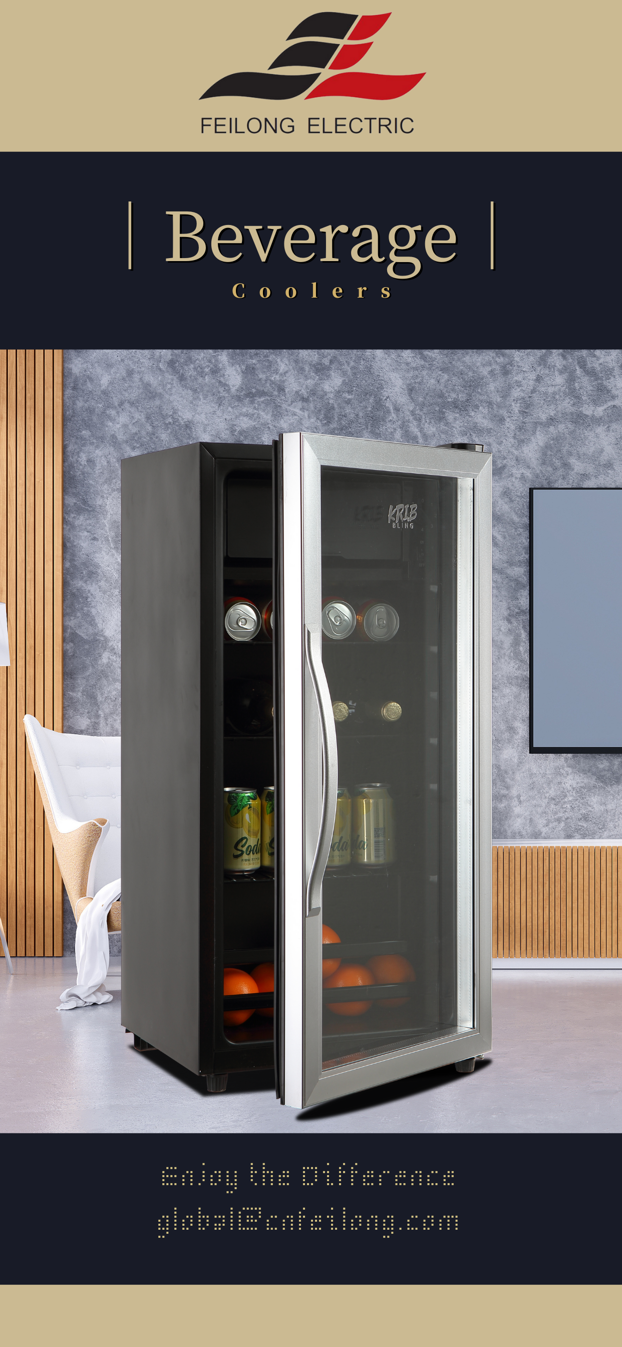 Refrigerador comercial de bebidas com porta de vidro em um ambiente de varejo